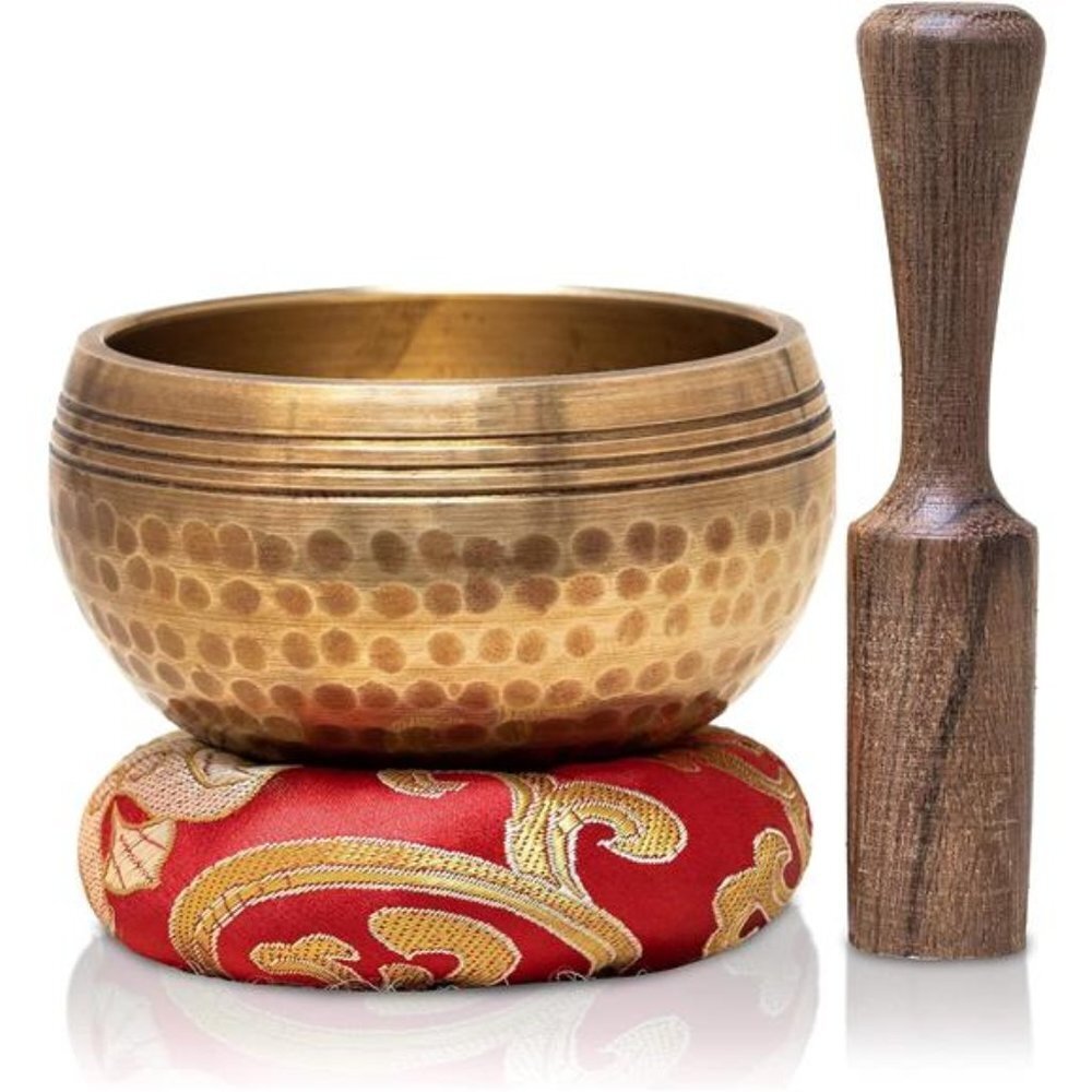 Elegant Hand-Hammered Meditation Bowls ~ Nepal Artisan Yoga Set
